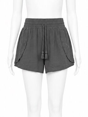 aerie Charcoal Elastic Waist Tassel Shorts size large